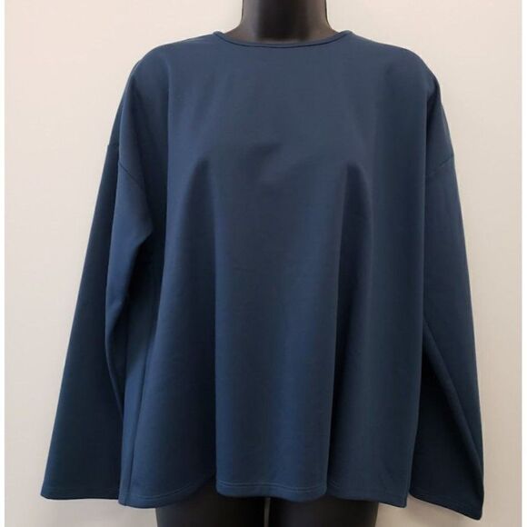 Eileen Fisher Oversized Blouse‎ Top Women's SMALL Blue Crewneck Long-Sleeve NEW - Picture 11 of 13